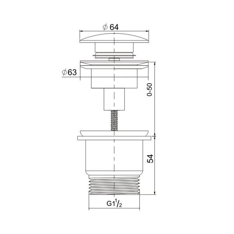 Universal 32/40mm Two Piece Mushroom Brass Pop-up Waste - Matte Black Spec