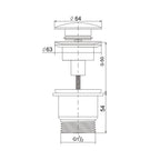 Universal 32/40mm Two Piece Brass Pop-up Waste - White Ceramic Spec