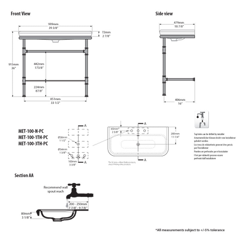 Victoria + Albert Metallo 100 Basin  specifications