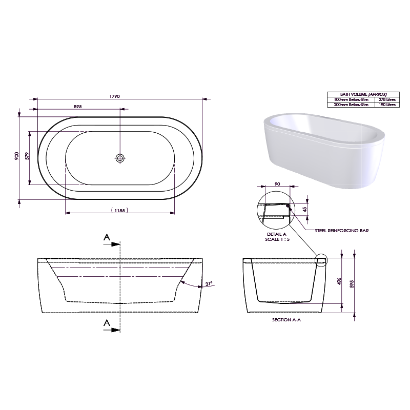 Decina Mintori 1790 Freestanding Bath