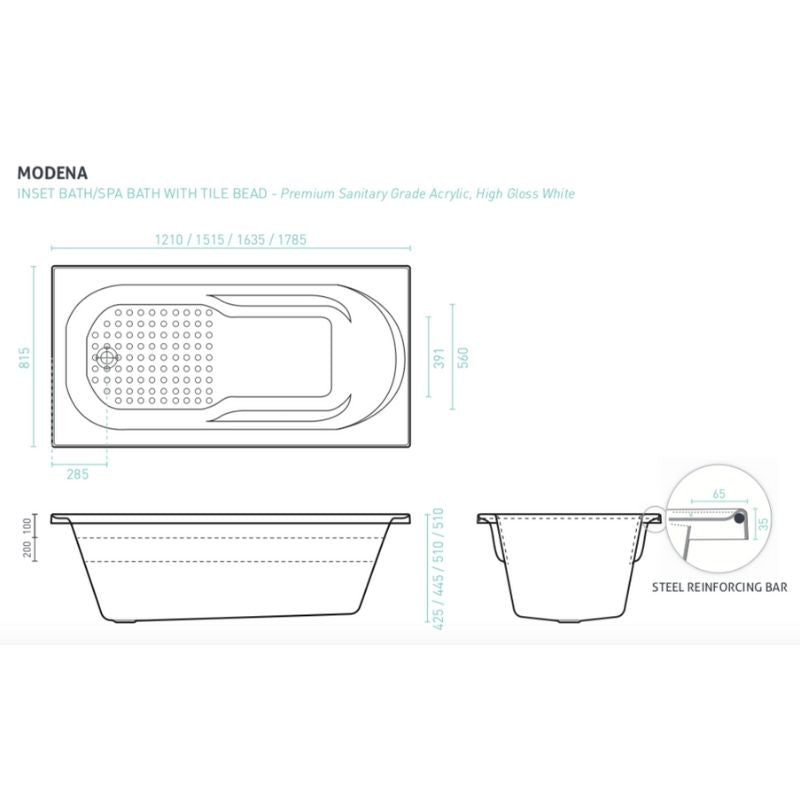 Decina Modena Contour Spa BathSpecifications 