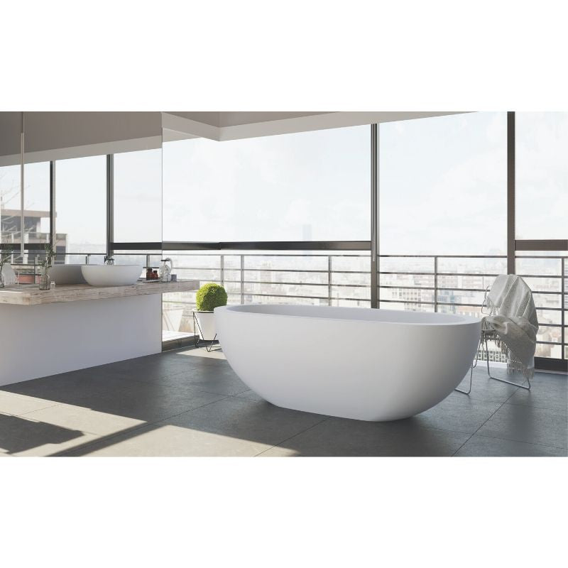 DADOquartz Sirene Moloko 1780mm Oval Freestanding Bath No Overflow - Matte White