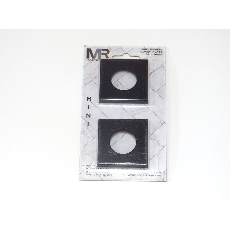 Master Rail Mini Square Cover Plate Matt Black (Pair)