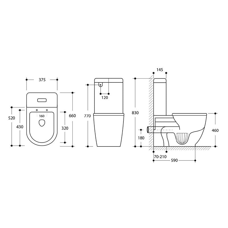 Turner Hastings Narva Rimless Wall Faced Toilet with Soft Close Quick Release Thick Toilet Seat Specification