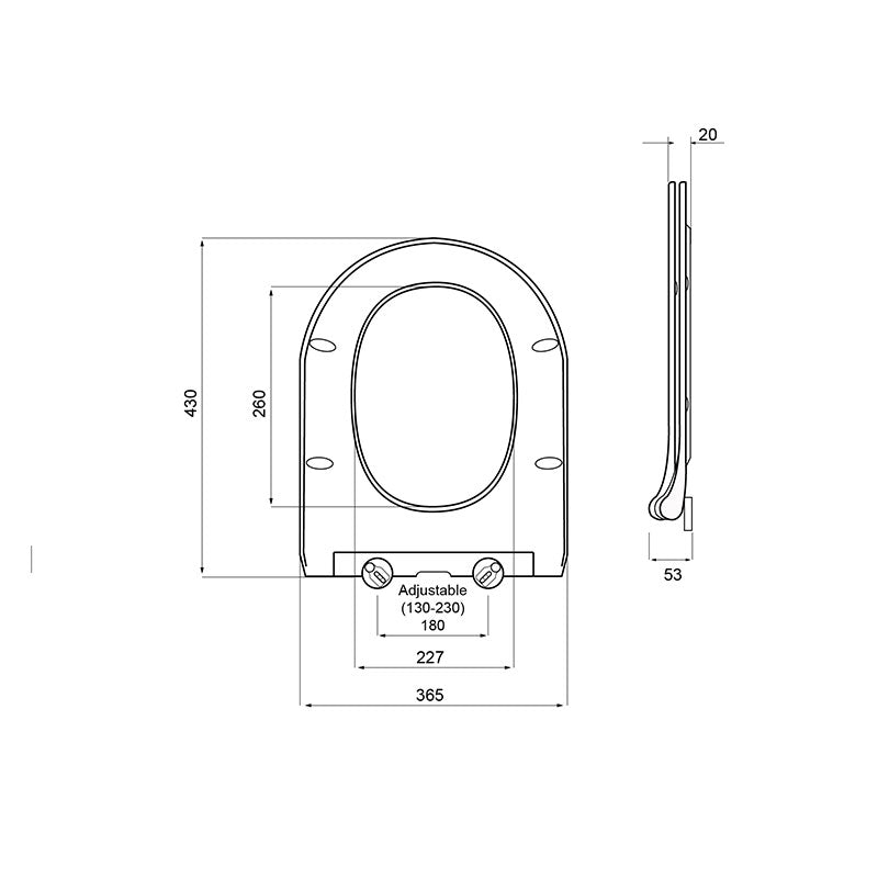 Turner Hastings Narva Thin Quick Release Soft Closing Seat Specification