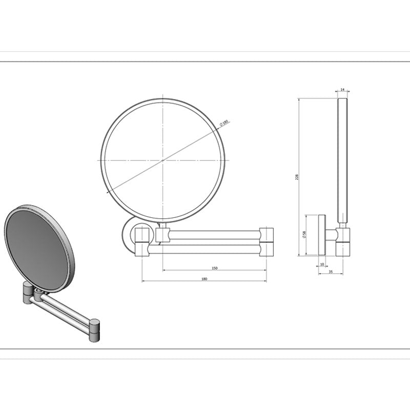 Parisi L'Hotel Swivel Magnifying Mirror - Without Light