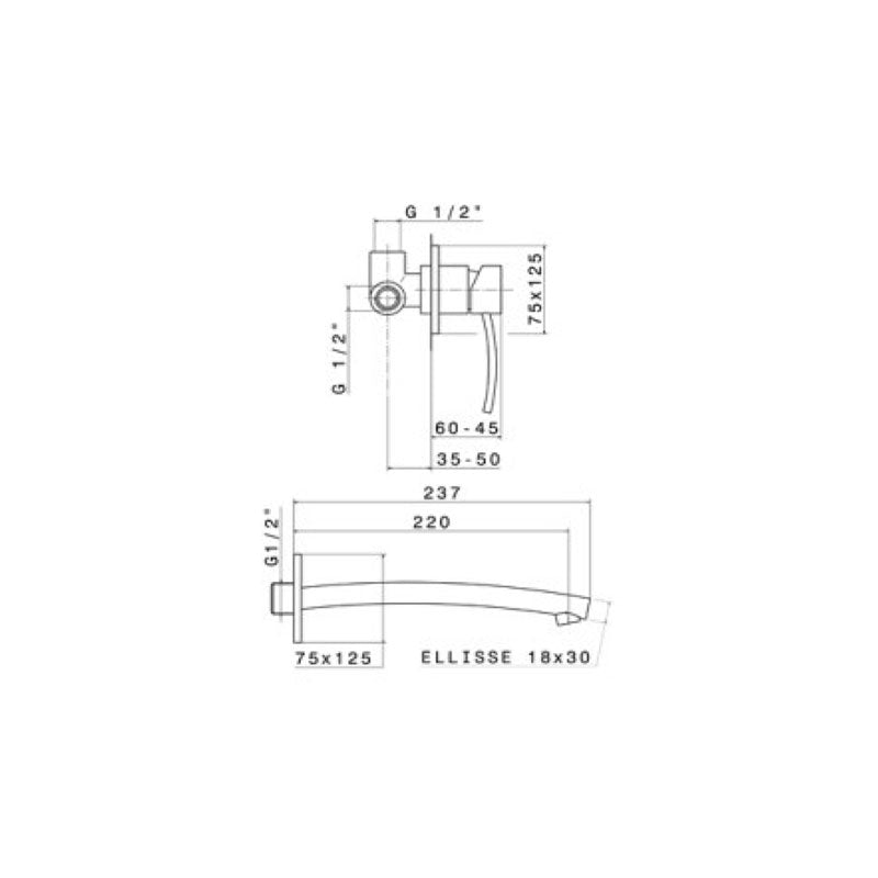 Newform EL-X Wall Basin Mixer & Spout Spec