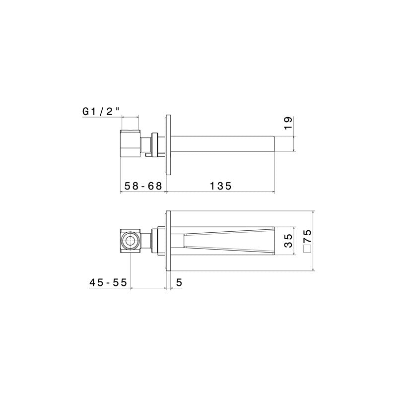 Newform Ergo Q Wall Spout Spec