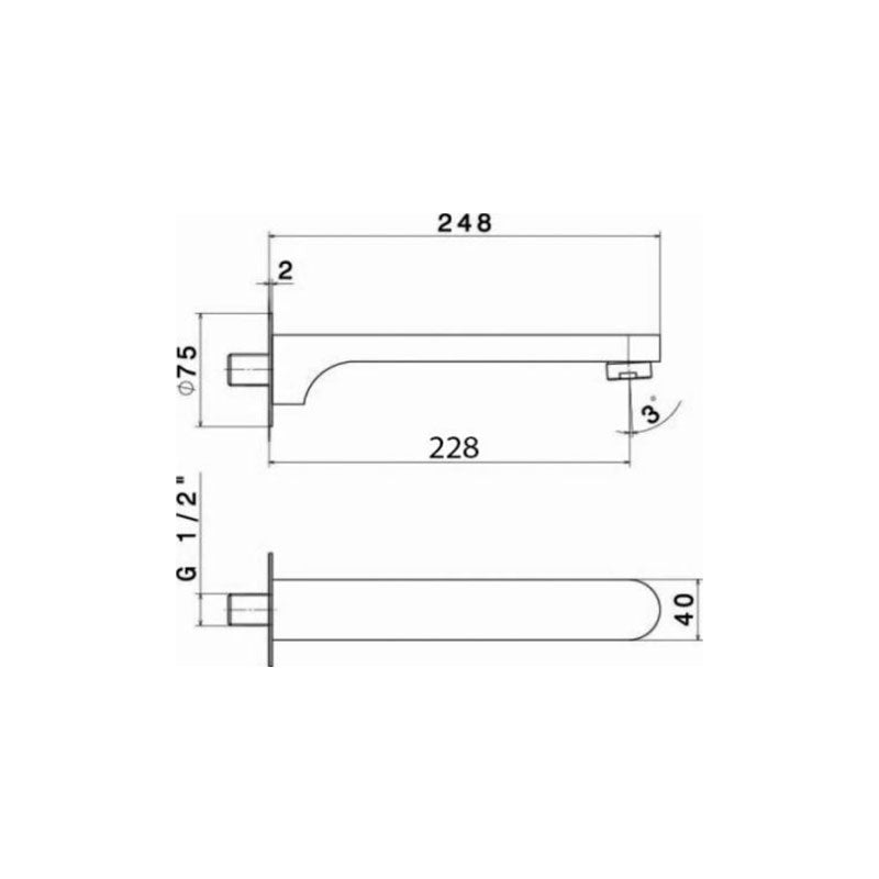 Newform Ergo Wall Spout 228mm Spec