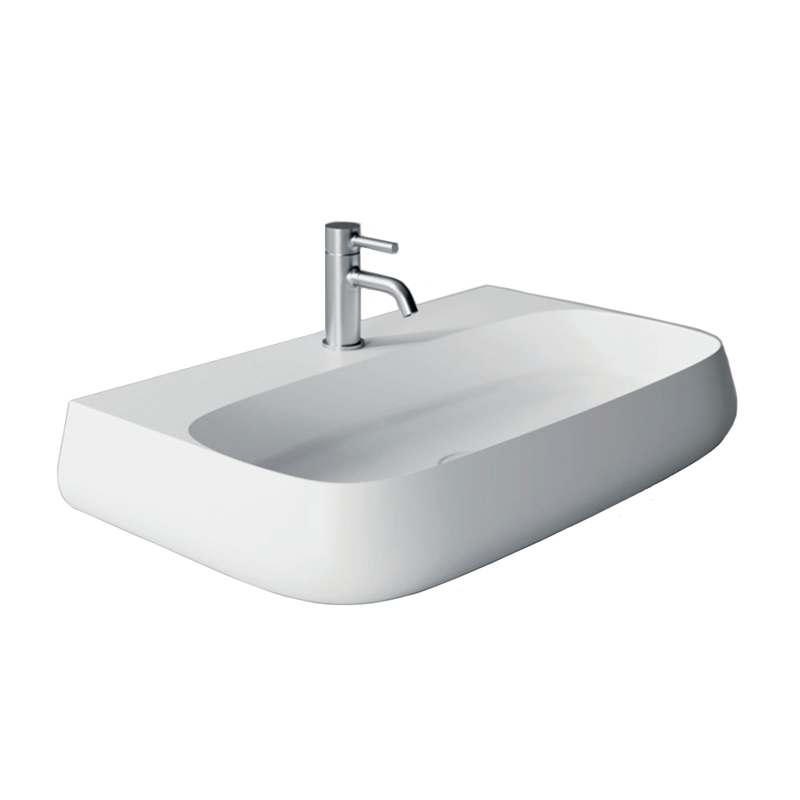 Studio Bagno Nur 75 Bench-Wall Basin - No Tap Hole - Gloss White - NUR75/0