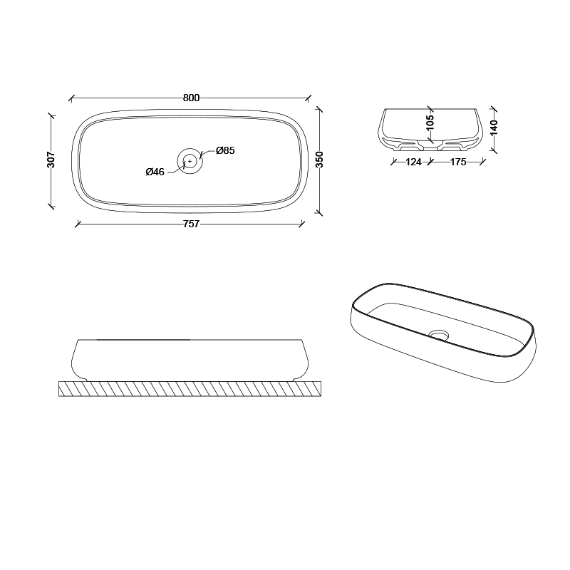 Studio Bagno Nur 80 Bench Basin