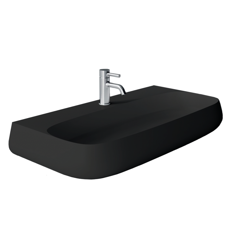 Studio Bagno Nur 90 Bench-Wall Basin - 1 Tap Hole - Matte Black - NUR90/1/MB