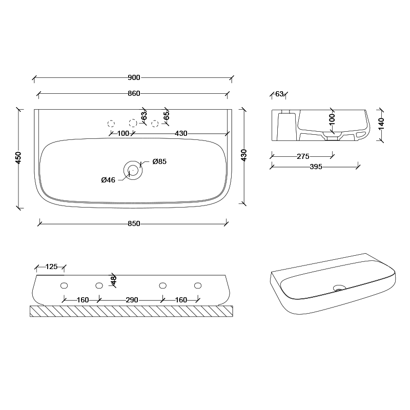 Studio Bagno Nur 90 Bench/Wall Basin