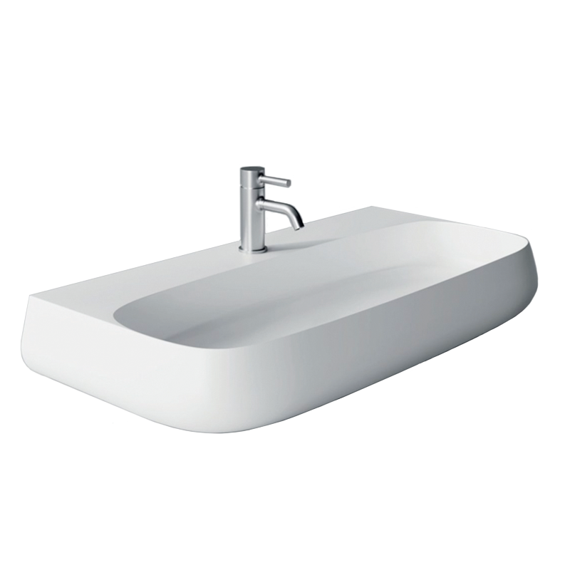Studio Bagno Nur 90 Bench-Wall Basin - 1 Tap Hole - Gloss White