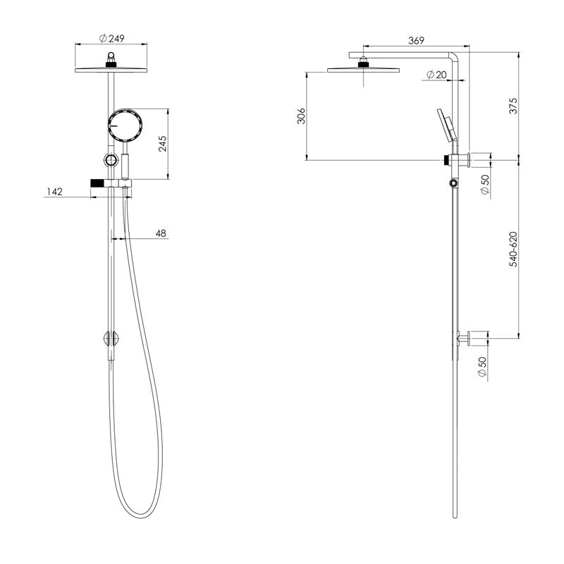 Phoenix Tapware NX IKO with Hydrosense® Twin Shower Specification