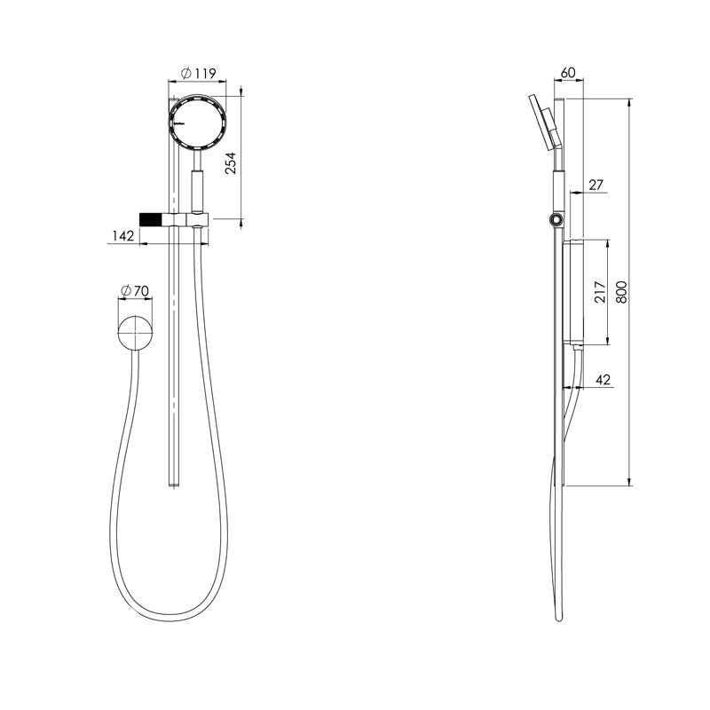 Phoenix Tapware NX IKO With Hydrosense® Rail Shower Specification