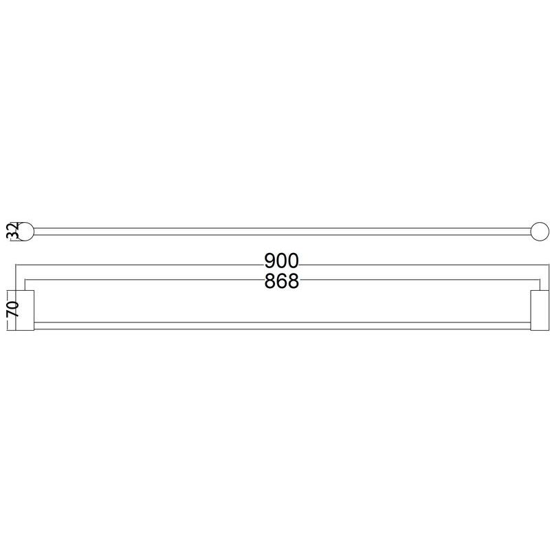 PLD Oasis Single Towel Rail 900mm Satin Nickel specifications