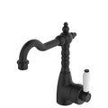 Fienza Elenaor Shepherds Crook Basin Mixer - Matte Black / Ceramic Handle - 202103BK
