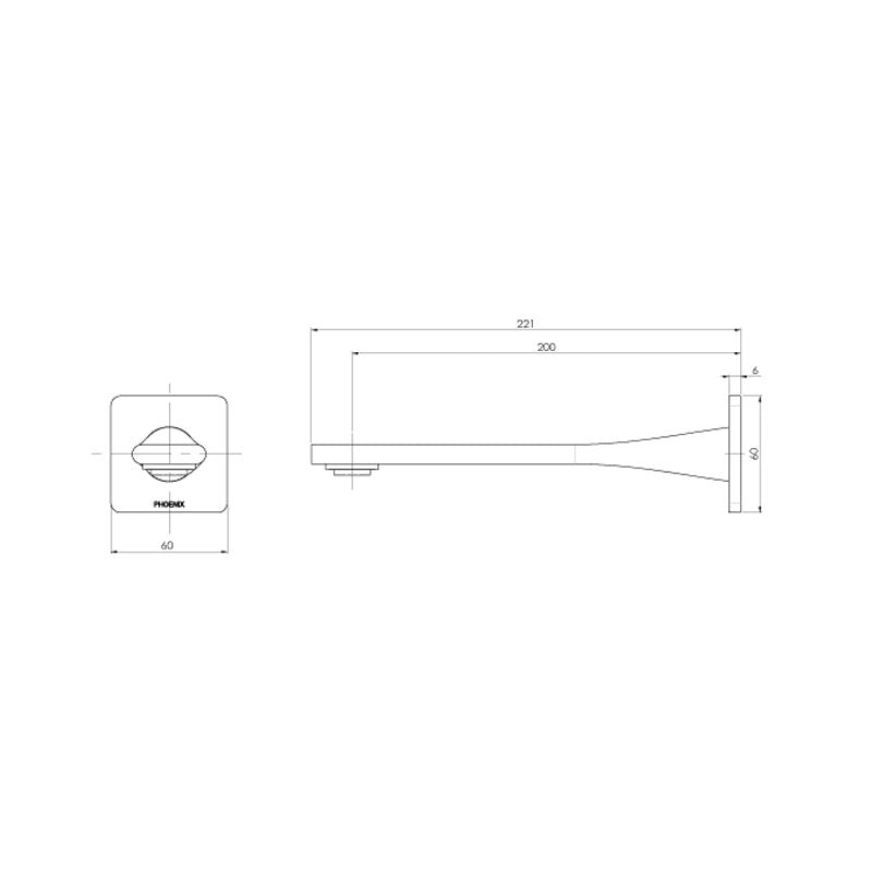 Phoenix Teel Wall Basin Outlet 200mm specifications