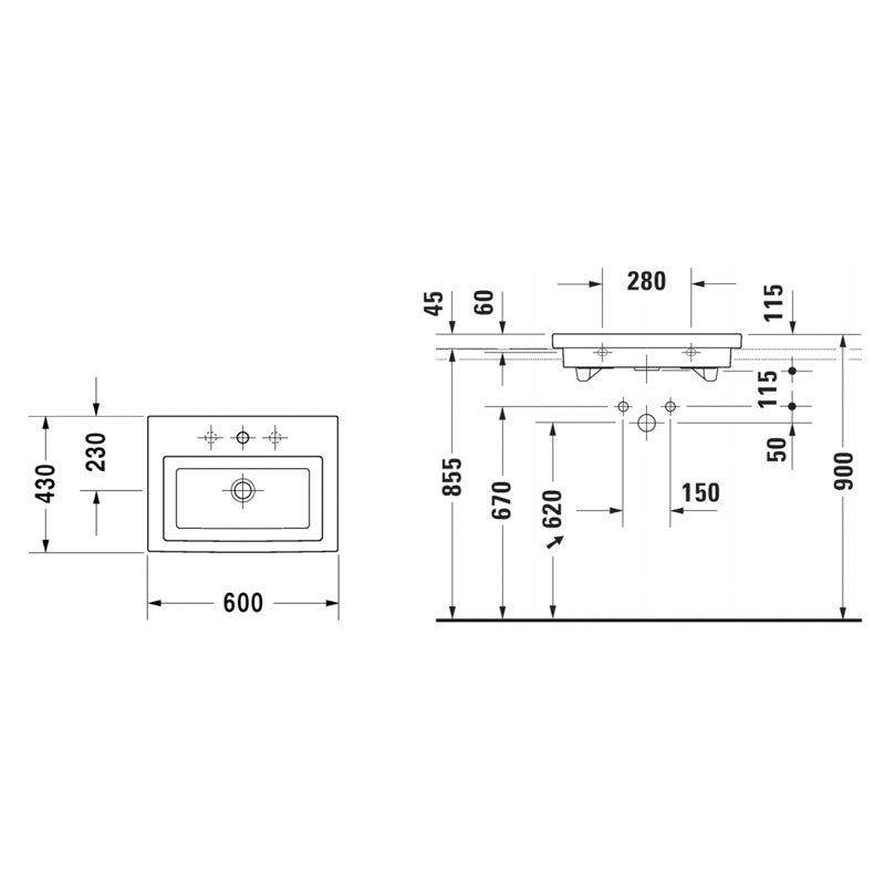 Duravit 2nd Floor Inset Washbasin
