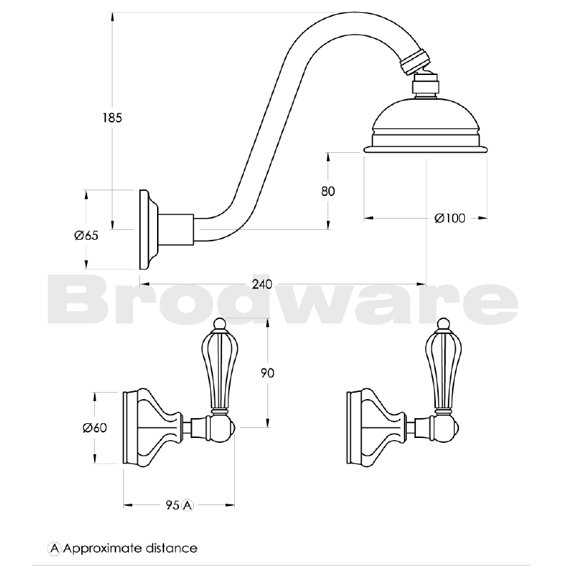 Brodware Paris Shower Set with Levers