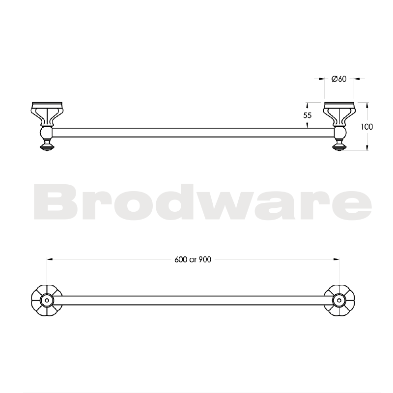 Brodware Paris Single Towel Rail