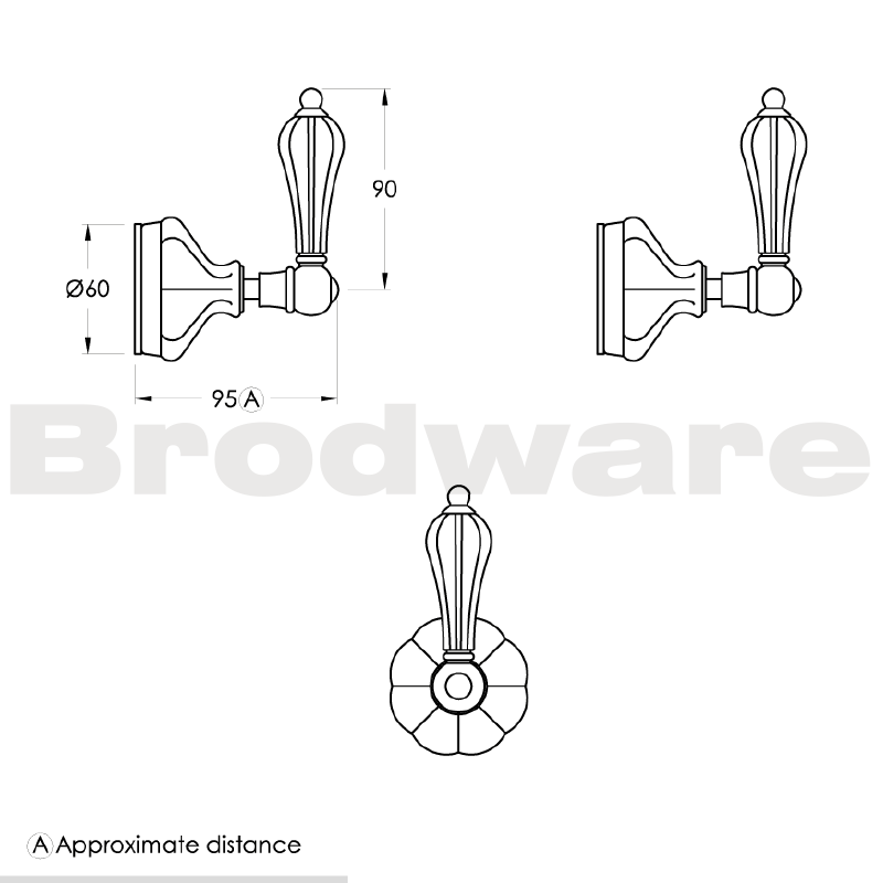Brodware Paris Wall Taps with Levers - Pair