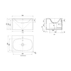 Parisi Flow Wall Hung Vanity Single Basin Top -FLOW 600 (H313 x D460 x W600mm) Spec