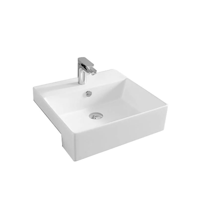 Parisi Quadro 50 Semi Recessed Basin - No Tap Hole - Gloss White