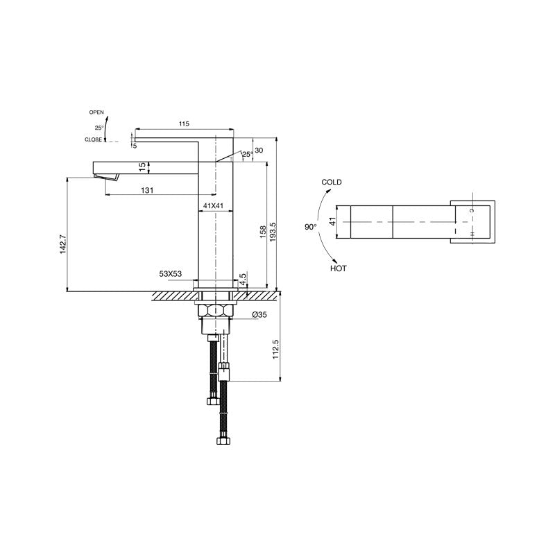 Parisi Blade Basin Mixer Spec