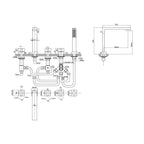 Parisi Cross 5 Pieces Hob Bath Set Spec