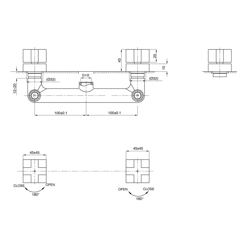 Parisi Cross Wall Top Assemblies (Pair) Spec