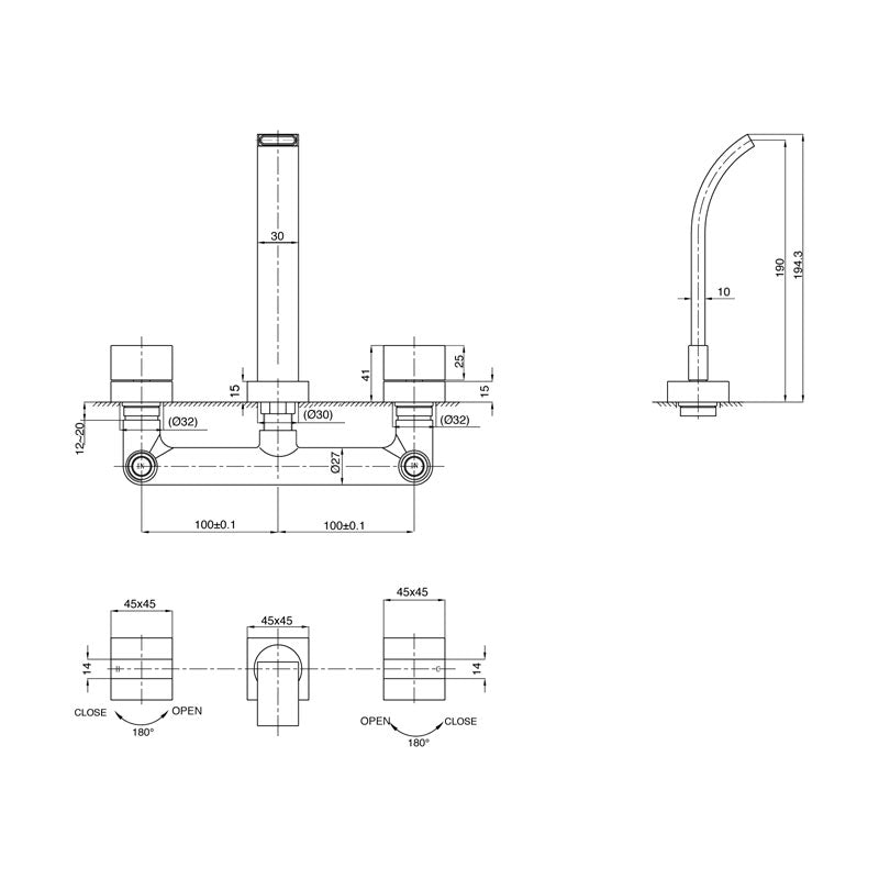 Parisi Cube Wall Set 190mm Spec