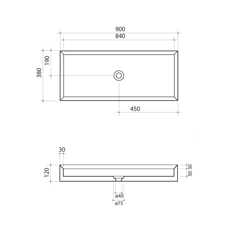 Parisi Cut 900x380 Bench Basin Spec