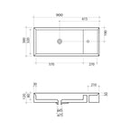 Parisi Cut 900x380 Bench Basin w Platform Spec