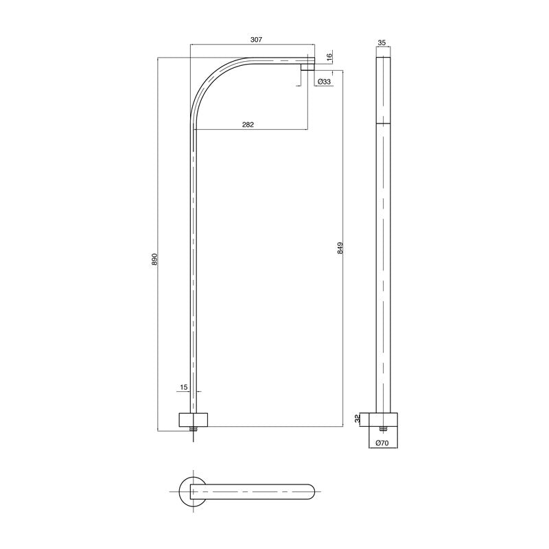 Parisi Ellisse Freestanding Bath Spout Spec