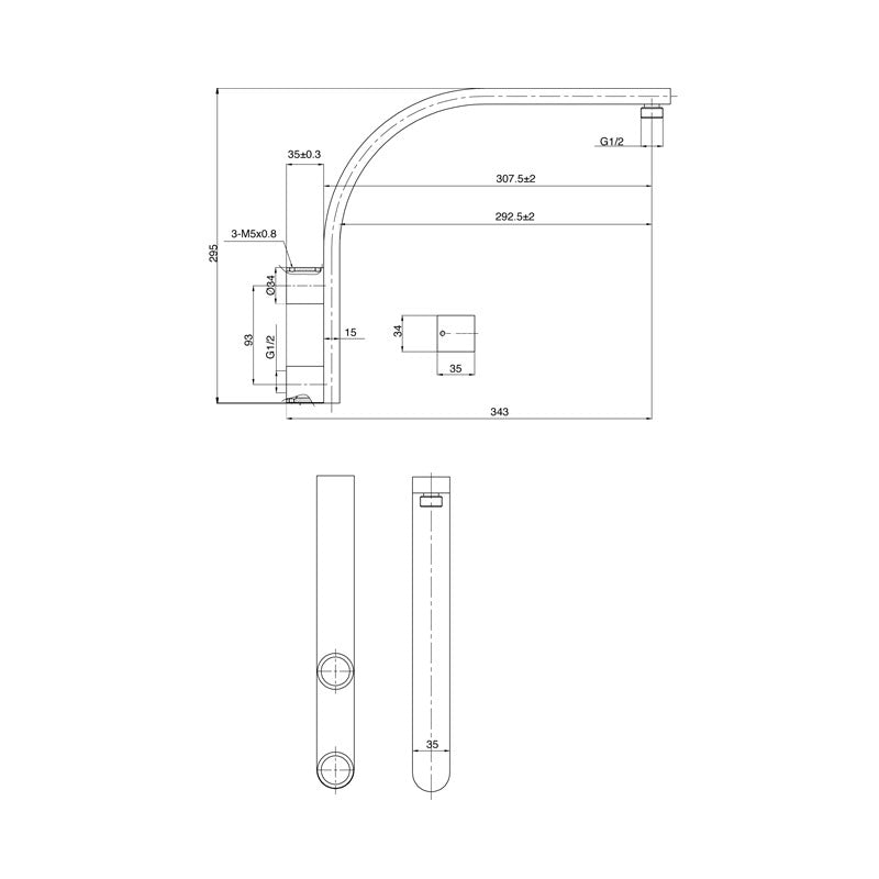 Parisi Ellisse Short Shower Arm Spec