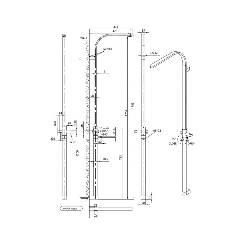 Parisi Ellisse Shower Column Mixer Spec