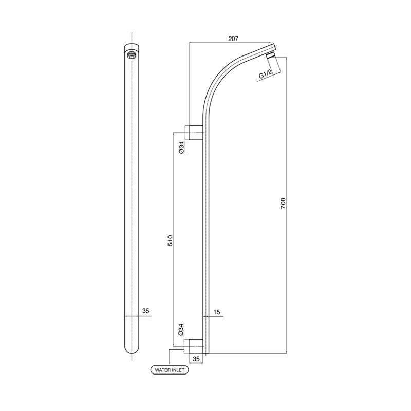 Parisi Ellisse Shower Riser & Head Spec