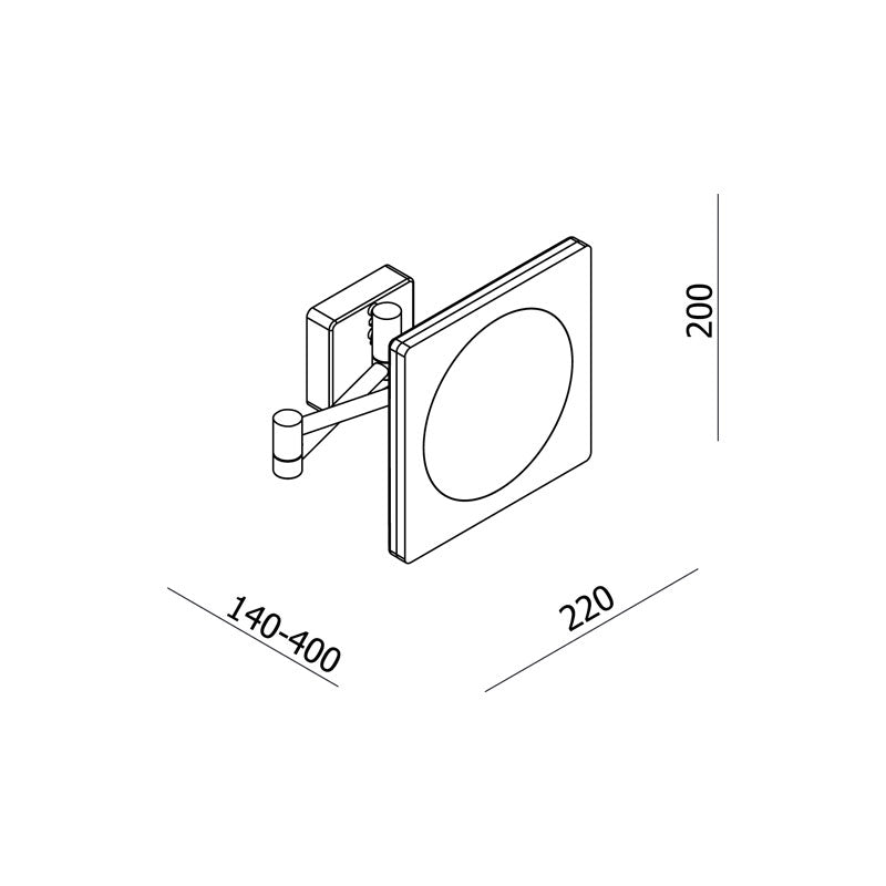 Square magnifying shop mirror with light