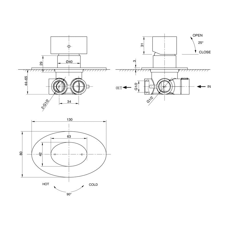Parisi Ovo Wall Mixer Small Spec