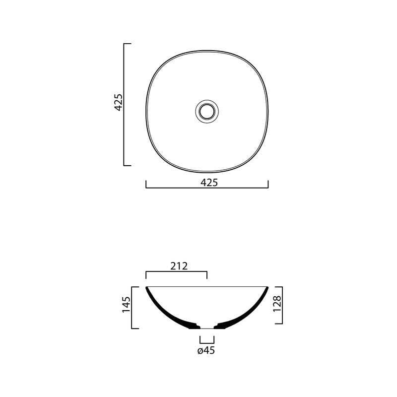 Parisi Pod 420x420 Bench Basin Spec