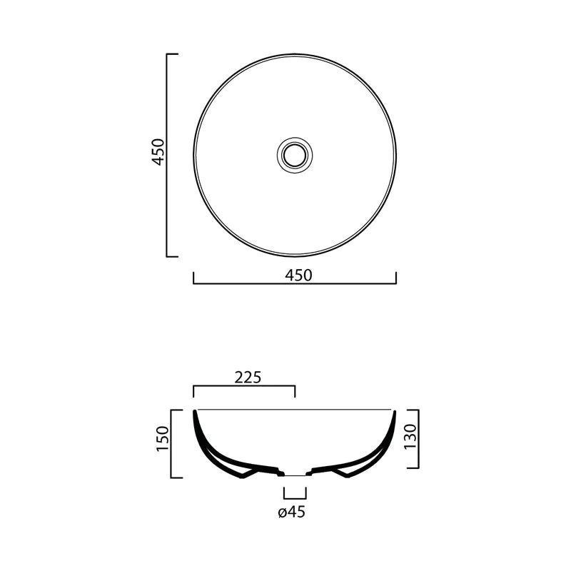 Parisi Pod 450x450 Bench Basin Spec
