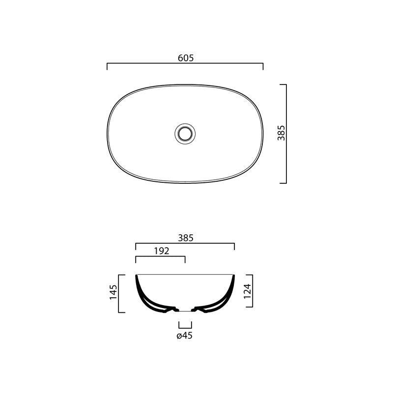 Parisi Pod 600x380 Bench Basin Spec