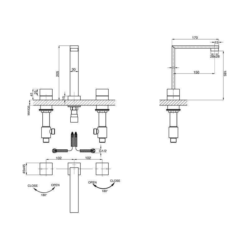 Parisi Quadro BasinBath Set Spec