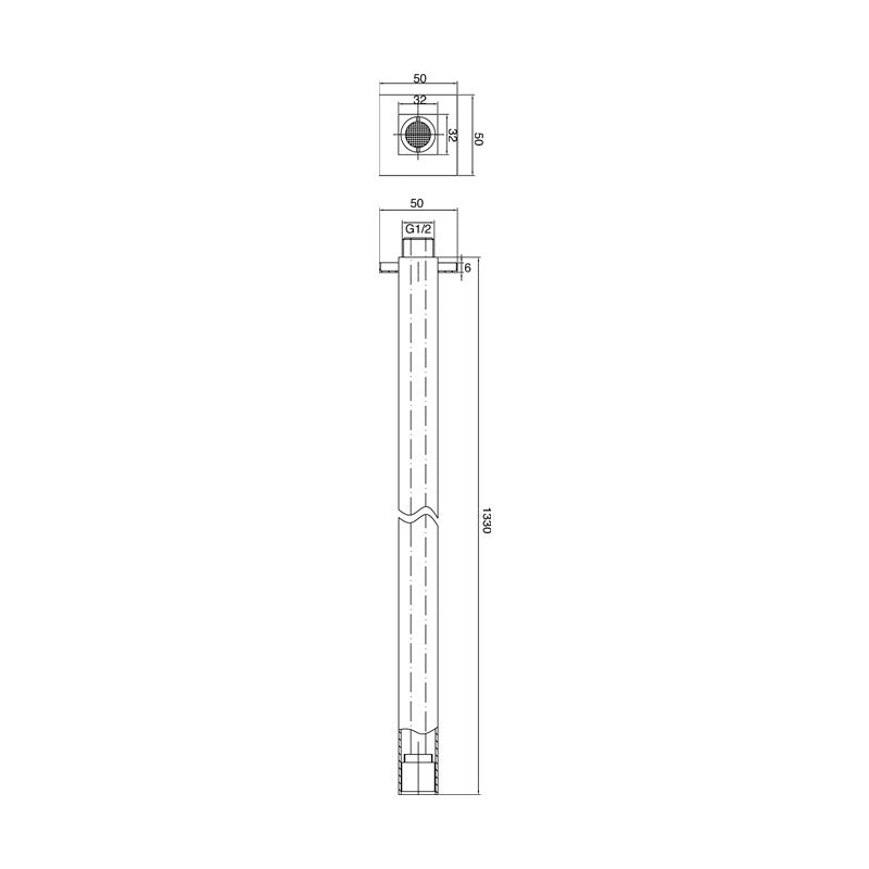 Parisi Quadro Bath Ceiling Spout Spec