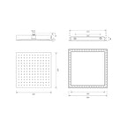 Parisi Quadro Ceiling Shower 400mm Spec