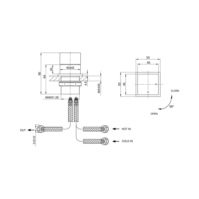 Parisi Quadro Hob Mixer Spec