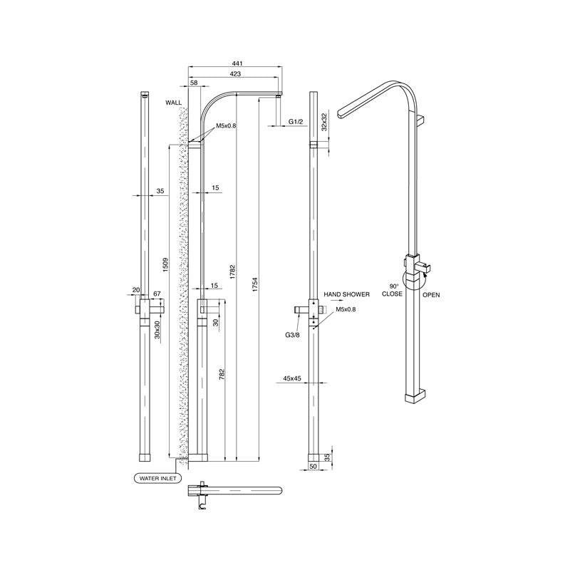 Parisi Quadro Shower Column Mixer Spec