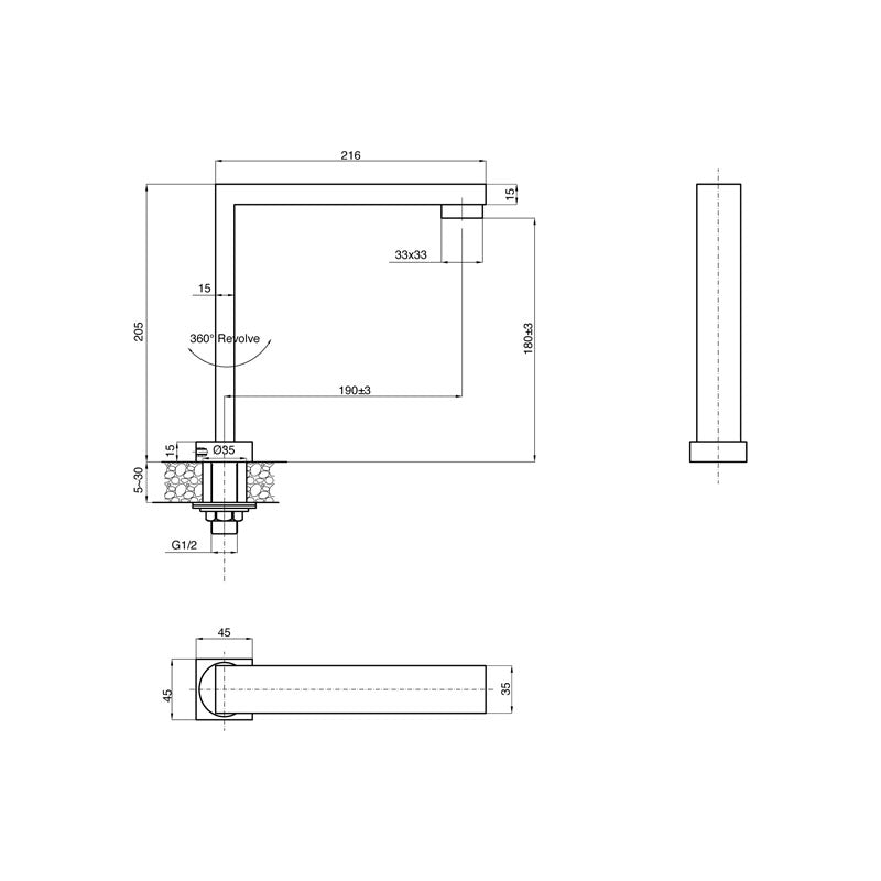 Parisi Quadro Swivel Spout Spec